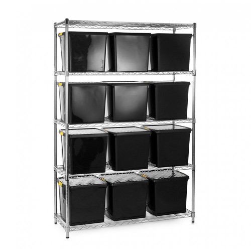 Chrome Shelving with Storage Boxes