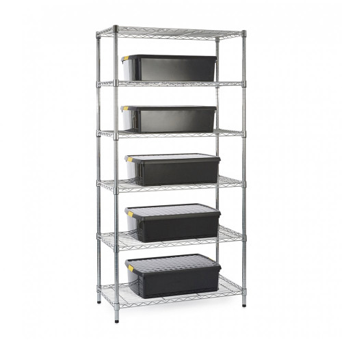 Chrome Shelving with Storage Boxes