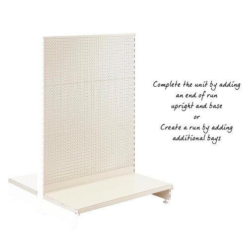 Jura White Retail Shelving Modular Gondola Unit with Perforated Back Panels - H1400 x W1000mm