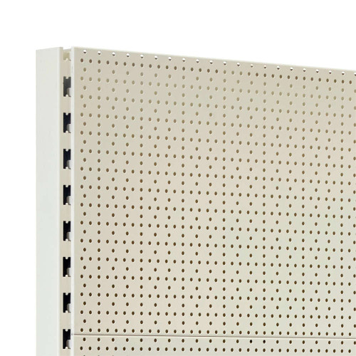 Jura White Retail Shelving Modular Gondola Unit with Perforated Back Panels - H1400 x W1000mm