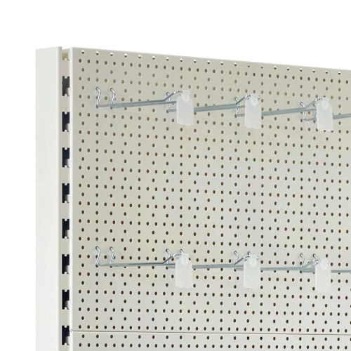 Jura White Modular Gondola Unit - Perforated Back Panels, Euro Hooks, Tickets Holders Jura White Modular Gondola Unit - Perforated Back Panels, Euro Hooks, Tickets Holders