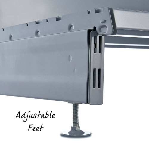 Silver Retail Shelving Modular Gondola Unit - Perforated Back Panels, Euro Hooks, Tickets Holders Silver Retail Shelving Modular Gondola Unit - Perforated Back Panels, Euro Hooks, Tickets Holders