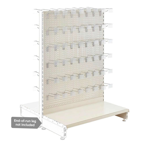 Jura White Modular Gondola Unit - Perforated Back Panels, Single Arms, Tickets Holders Jura White Modular Gondola Unit - Perforated Back Panels, Single Arms, Tickets Holders
