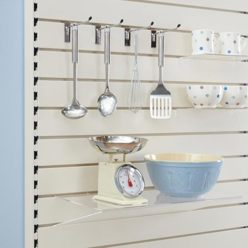 Jura White Slatwall Back Panel for Retail Shelving Units - H100mm