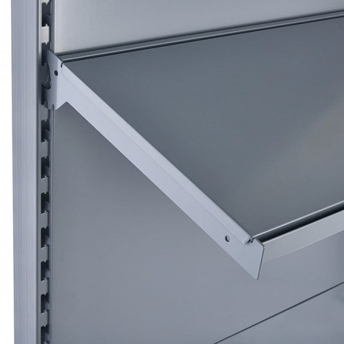 Silver Retail Shelving Modular Gondola Unit - 6 x Staggered Shelves - H1400mm