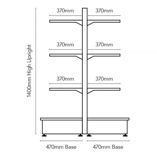 Jura White Retail Shelving Modular Gondola Unit - 6 x 370mm Shelves - H1400mm