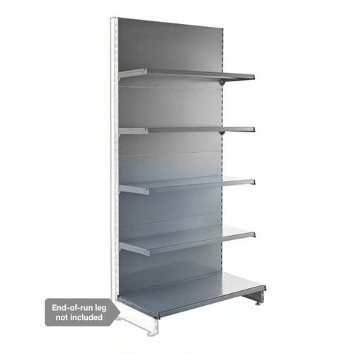 Silver Retail Shelving Modular Wall Unit - 4 x 370mm Shelves - H1800mm