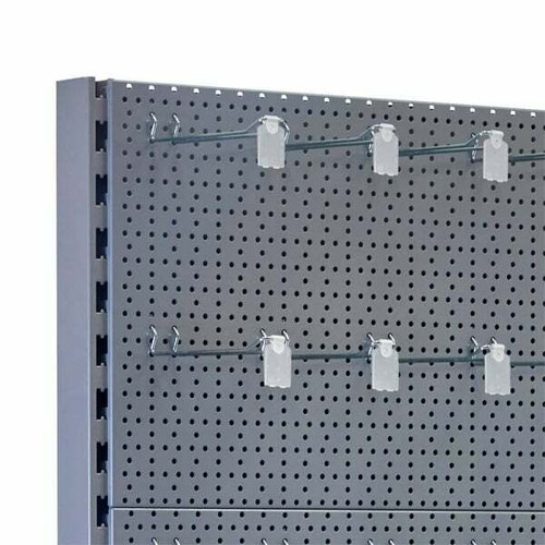 Silver Retail Shelving Wall Unit - Perforated Back Panels - 2 Shelves And 32 Hooks - H1800mm