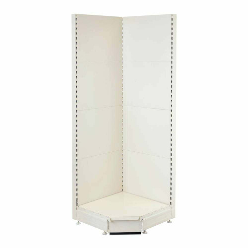 Jura White Retail Shelving 90 Deg. Wall Corner Unit - 1x Base Shelf - H1800 x W750mm