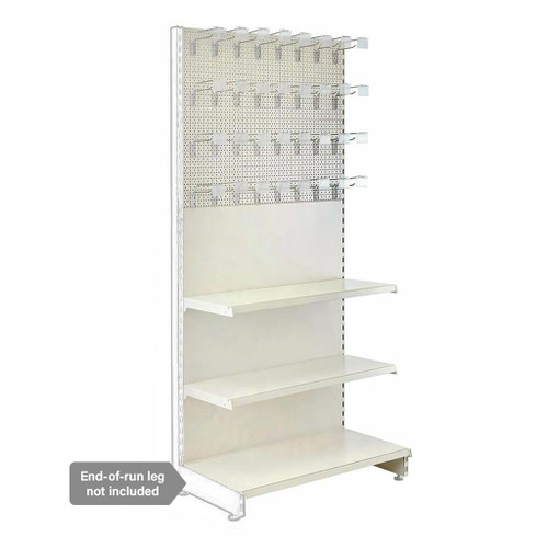 Jura White Retail Shelving Wall Unit - Perforated Back Panels - 2 Shelves and 32 Hooks - H1800mm