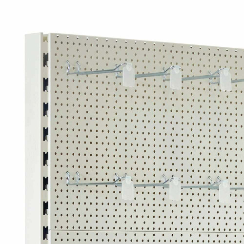 Jura White Retail Shelving Modular Unit - Perforated Back Panels - 2 Shelves and 32 Hooks - H1800mm