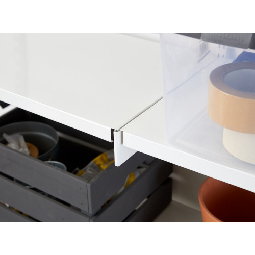 White Twin Slot Continuous Steel Shelf - W600mm