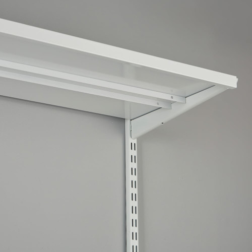 White Shelf Stiffener for Twin Slot Steel Shelves