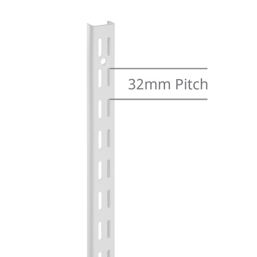 White Twin Slot Upright - 32mm Pitch