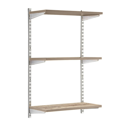 Chrome & Oak Twin Slot Shelving Kit - H1000mm - 3 Shelves