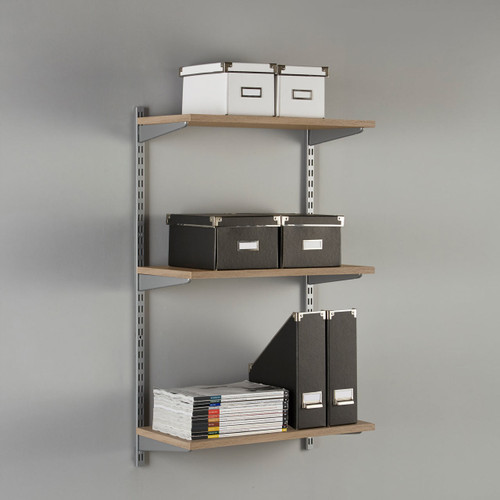 Chrome & Oak Twin Slot Shelving Kit - H1000mm - 3 Shelves