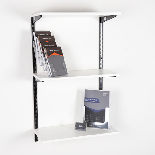 Black & White Steel Twin Slot Shelving Kit - W1000mm - 3 Shelves