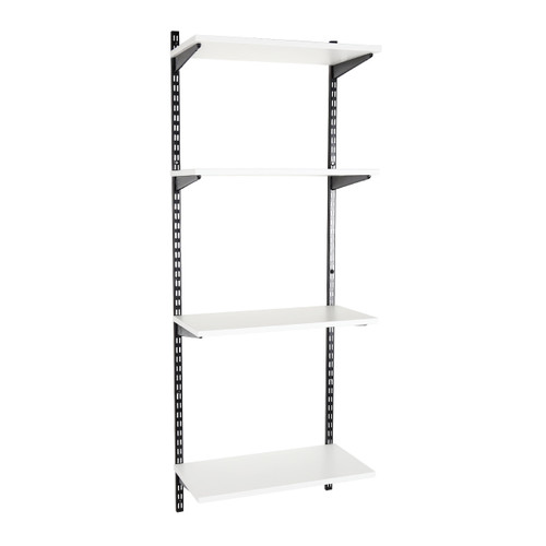 Black & White Twin Slot Shelving Kit - H1600mm - 4 Shelves Black & White Twin Slot Shelving Kit - H1600mm - 4 Shelves
