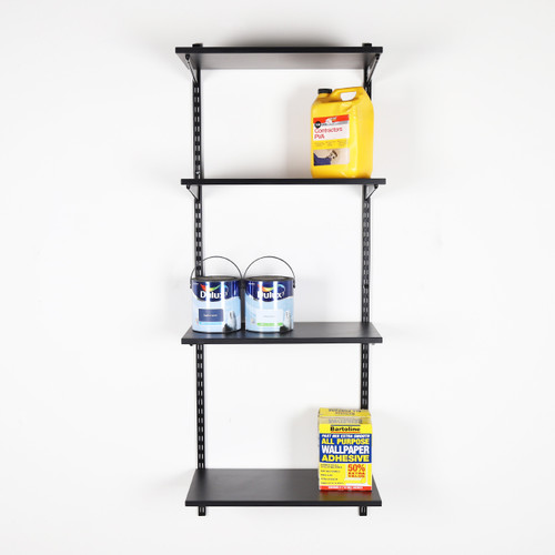 Black Twin Slot Shelving Kit - H1600mm - 4 Shelves