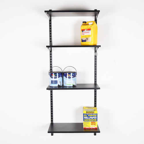 Black Twin Slot Shelving Kit - H1600mm - 4 Shelves