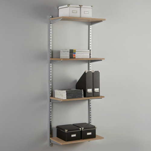 Chrome & Oak Twin Slot Shelving Kit - H1980mm - 6 Shelves