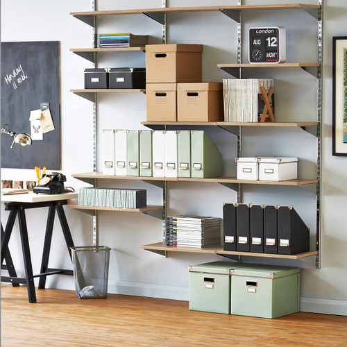 Chrome & Oak Twin Slot Shelving Kit - H1980mm - 6 Shelves