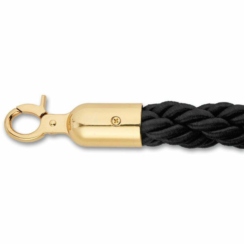 1.5m Barrier Rope - Black Twisted Rope with Gold Fittings