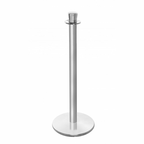 Pair of Premium Rope Barrier Posts - Polished Stainless Steel Posts with Red Twisted Rope