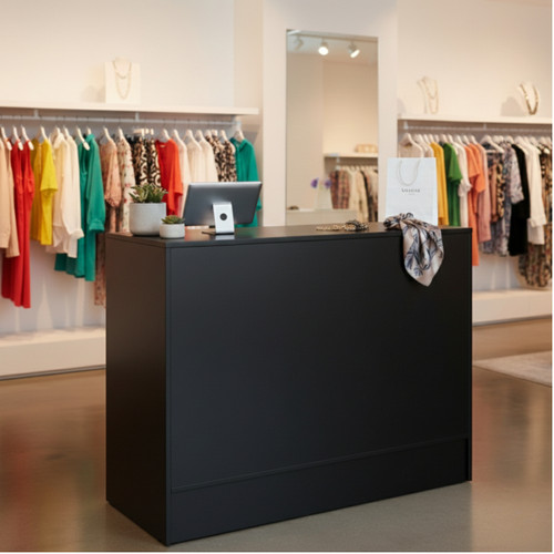 Black Shop Counter with Adjustable shelves - Silhouette Range