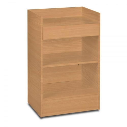 Beech Shop Till Stand with Shelf & Drawer - Silhouette Range