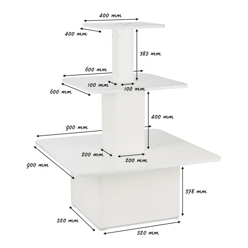 White Small 3-Shelf Island Display Gondola - Silhouette Range