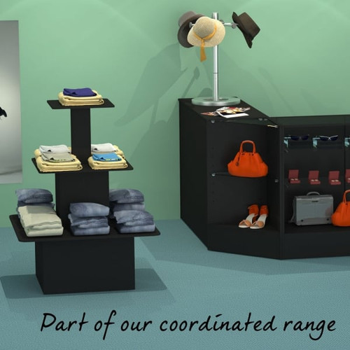 Black 3-Shelf Island Display Gondola - Square - Silhouette Range