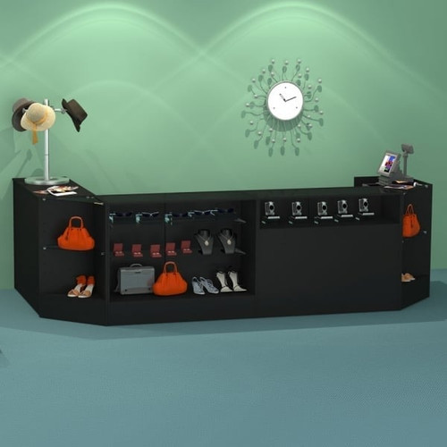 Black Shop Counter With 1/4 Glass Display and Corner Display Unit Bundle - Silhouette Range