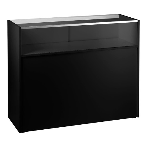 Black Shop Counter With 1/4 Glass Display and Till Unit Bundle - Silhouette Range