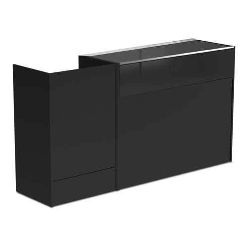 Black Shop Counter With 1/4 Glass Display and Till Unit Bundle - Silhouette Range