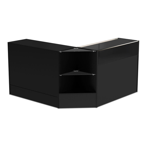 Black Shop Counter With 1/4 Glass Display and Corner Display Unit Bundle