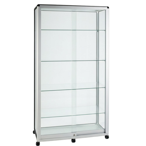 Glass Display Cabinet Tower with 4 Glass Shelves - Contour Range