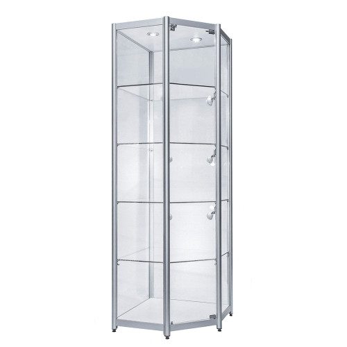 Skyline Aluminium Tower Showcase - All Glass Display - Corner Unit