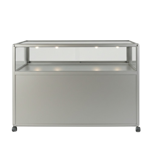 Glass Display Counter with Storage Cupboard - Contour Range