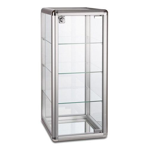 Aluminium/Glass Countertop Display Cabinet with 3 Glass Shelves and Lock