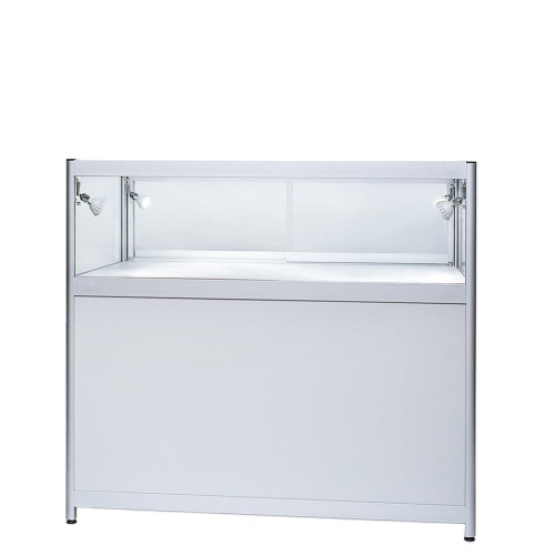 Skyline Slim Aluminium Showcase with 1/3 Glass Display and Storage Cupboard