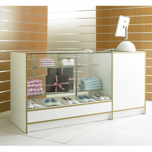 Shop Counter With Till Point 2 Glass Shelves and Storage - Aura Range