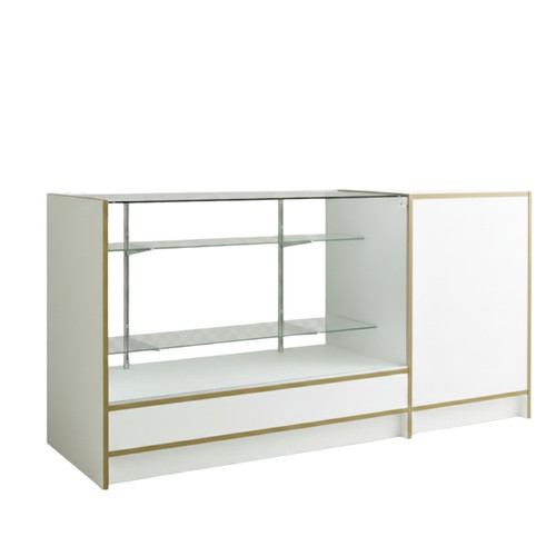 Shop Counter With Till Point 2 Glass Shelves and Storage - Aura Range