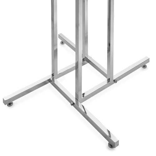 Chrome Clothes Rail Display Stand - 4 Stepped Arms