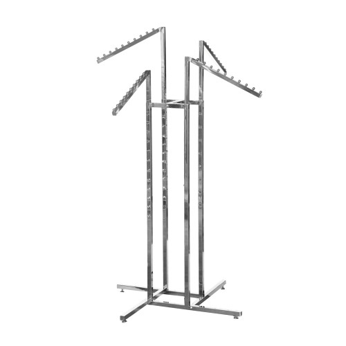 3 x Chrome Clothes Rail Display Stand - 4 Sloping Arms