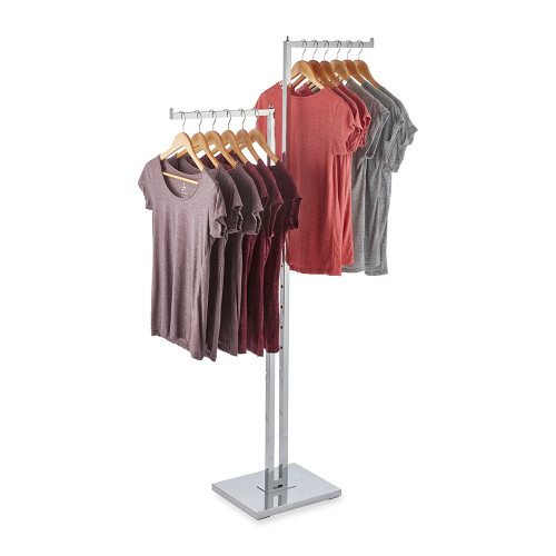 Chrome Clothes Rail Display Stand - 2 Straight Arms