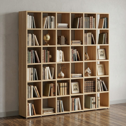 Oak Cube Bookshelf Display Unit - 6 x 6