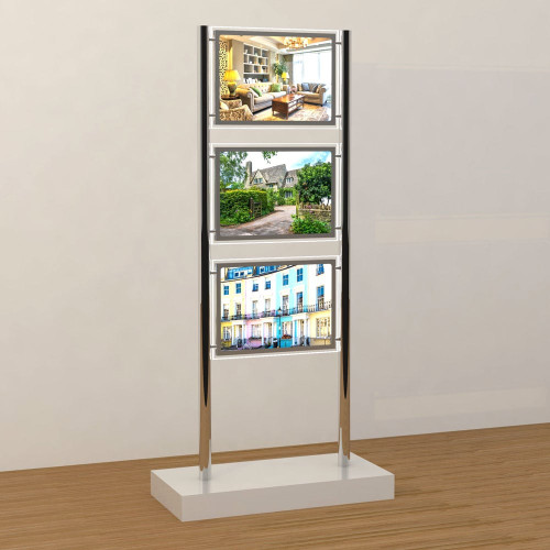 Micro-Bevelled LED Light Panel - A3 Landscape - Freestanding Display Unit - 1 Wide x 3 High