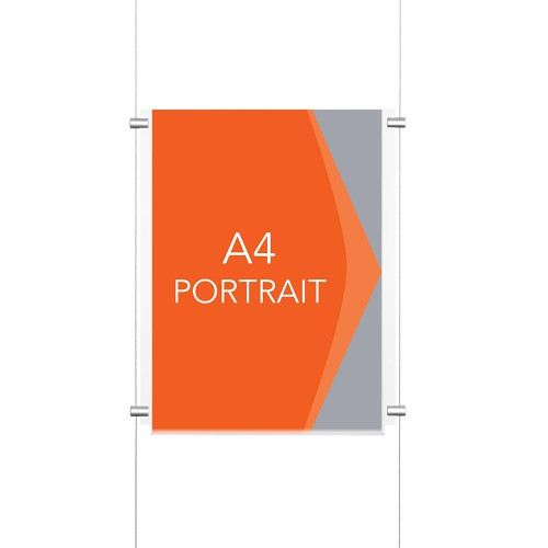 Chrome Wall-Mounted Cable Display Kit - A4 Portrait