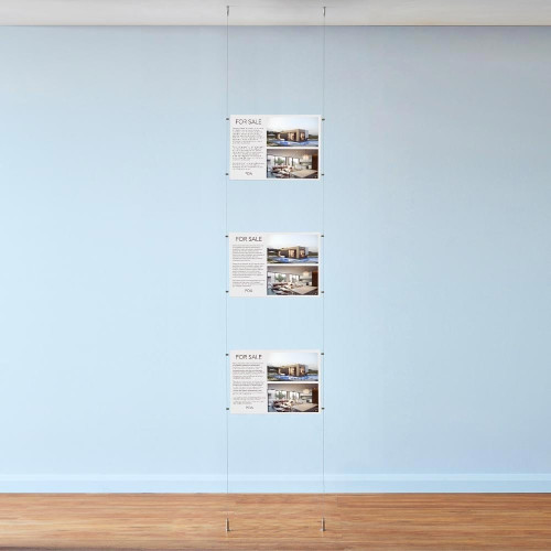 Chrome Ceiling-to-Floor Cable Display Kit - A3 Landscape